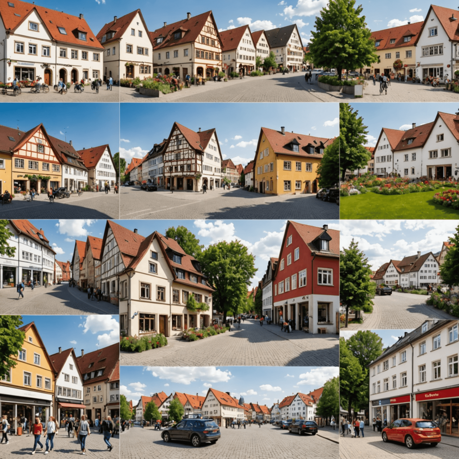 Collage von verschiedenen Gemeinschaftsprojekten in Deutschland, die Vielfalt und Engagement zeigen