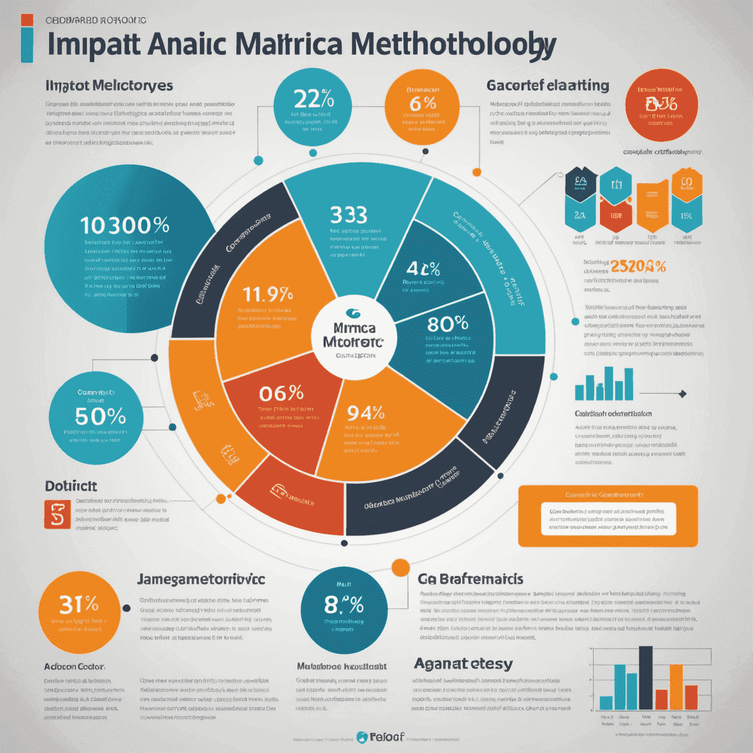 Infografik zur Wirkungsanalyse-Methodik von candarted_com, die verschiedene Messgrößen und Evaluierungsschritte zeigt