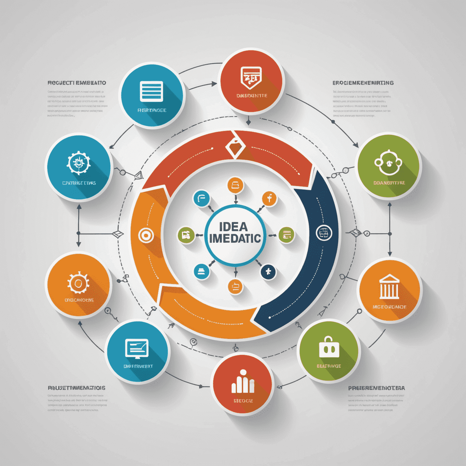 Infografik, die den Prozess von der Projektidee bis zur Umsetzung visualisiert. Fünf Schritte sind durch Symbole und Pfeile verbunden, die den kollaborativen Workflow auf der Plattform darstellen.