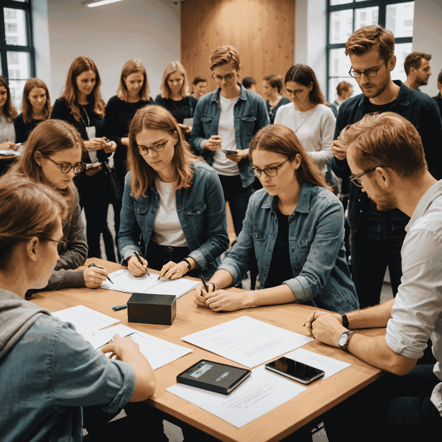 Gruppe von Jugendlichen und Mentoren bei einer Workshopaktivität in Hamburg